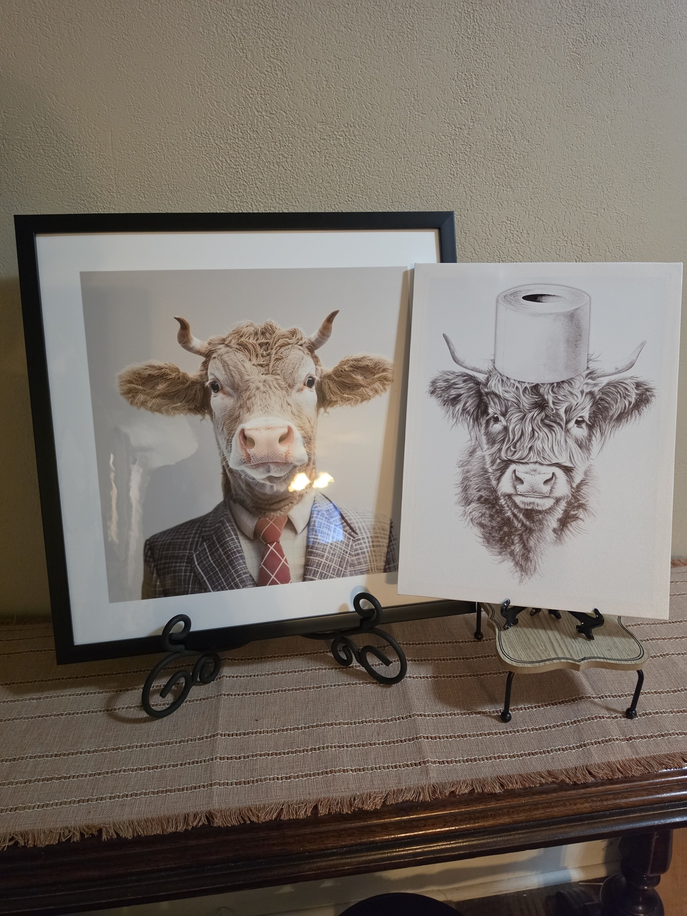 Hobby Lobby Cow Portrait Prints in Brown, White, Black
